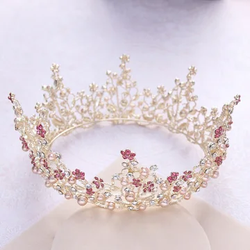 Luksusowe Złote Tiara 2018 Metal Perła Rhinestone Ślub Akcesoria
