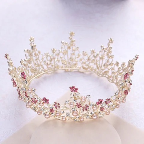 Luxus / Herrlich Gold Diadem 2018 Metall Perle Strass Hochzeit Brautaccessoires