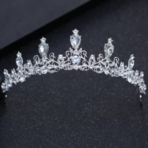 Eenvoudige Zilveren Huwelijk Accessoires 2018 Metaal Rhinestone Tiara