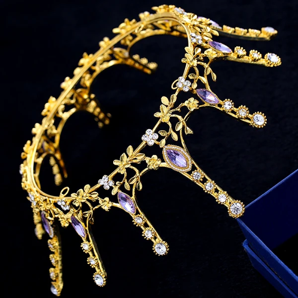 Sparkly Gold Tiara 2018 Metal Rhinestone Wedding Accessories