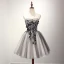 Fine Grå Homecoming Cocktailkjoler 2017 Gripende Ruffles Korte Ballkjole Kjæreste Uten Ermer Ryggløse Appliques Blomst Beading Krystall Formelle Kjoler