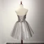 Fine Grå Homecoming Cocktailkjoler 2017 Gripende Ruffles Korte Ballkjole Kjæreste Uten Ermer Ryggløse Appliques Blomst Beading Krystall Formelle Kjoler