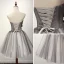Fine Grå Homecoming Cocktailkjoler 2017 Gripende Ruffles Korte Ballkjole Kjæreste Uten Ermer Ryggløse Appliques Blomst Beading Krystall Formelle Kjoler