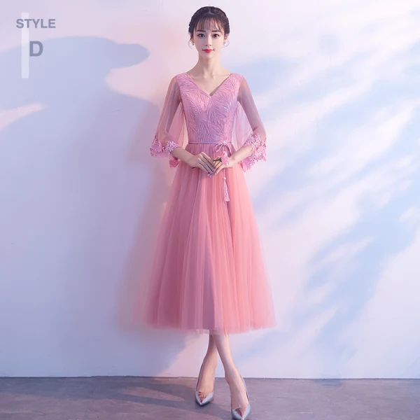 Chic / Belle Rose Bonbon Robe Demoiselle D'honneur 2018 Princesse Paillettes Ceinture Gland Thé Longueur Volants Dos Nu Robe Pour Mariage