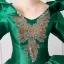 Vintage / Retro Medieval Dark Green Ball Gown Prom Dresses 2021 V-Neck Long Sleeve Floor-Length / Long 3D Lace Embroidered Flower Cosplay Prom Formal Dresses