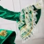 Vintage / Retro Medieval Dark Green Ball Gown Prom Dresses 2021 V-Neck Long Sleeve Floor-Length / Long 3D Lace Embroidered Flower Cosplay Prom Formal Dresses