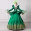 Vintage / Retro Medieval Dark Green Ball Gown Prom Dresses 2021 V-Neck Long Sleeve Floor-Length / Long 3D Lace Embroidered Flower Cosplay Prom Formal Dresses