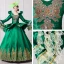 Vintage / Retro Medieval Dark Green Ball Gown Prom Dresses 2021 V-Neck Long Sleeve Floor-Length / Long 3D Lace Embroidered Flower Cosplay Prom Formal Dresses