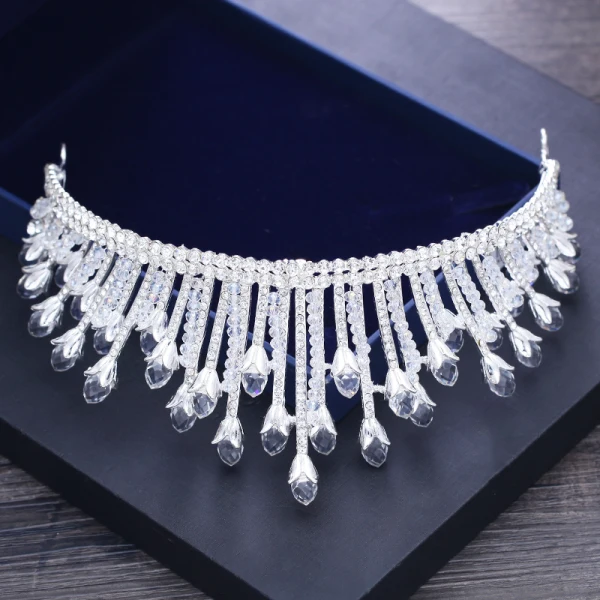 Mooie / Prachtige Zilveren Tiara 2018 Metaal Kralen Kristal Rhinestone Huwelijk Accessoires