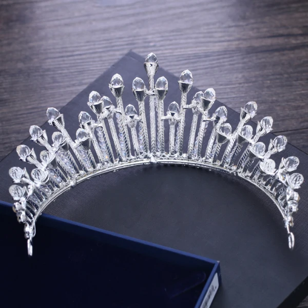 Mooie / Prachtige Zilveren Tiara 2018 Metaal Kralen Kristal Rhinestone Huwelijk Accessoires