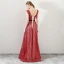 Bling Bling Rouge Robe De Soirée 2018 Princesse Encolure Dégagée Sans Manches Glitter Tulle Ceinture Longue Volants Dos Nu Robe De Ceremonie
