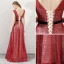 Bling Bling Rouge Robe De Soirée 2018 Princesse Encolure Dégagée Sans Manches Glitter Tulle Ceinture Longue Volants Dos Nu Robe De Ceremonie