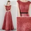 Bling Bling Rouge Robe De Soirée 2018 Princesse Encolure Dégagée Sans Manches Glitter Tulle Ceinture Longue Volants Dos Nu Robe De Ceremonie