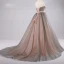 Mote Perle Rosa Grå Ballkjoler 2018 Ballkjole Kjæreste Uten Ermer Beading Perle Rhinestone Sash Chapel Train Buste Ryggløse
