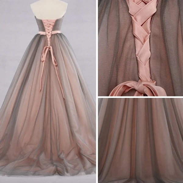 Mote Perle Rosa Grå Ballkjoler 2018 Ballkjole Kjæreste Uten Ermer Beading Perle Rhinestone Sash Chapel Train Buste Ryggløse