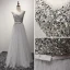 Moderne / Mode Gris Robe De Soirée 2017 Princesse Longue Volants en Cascade Encolure Dégagée Sans Manches Dos Nu Faux Diamant Cristal Perle Glitter Paillettes Noeud Ceinture Robe De Ceremonie
