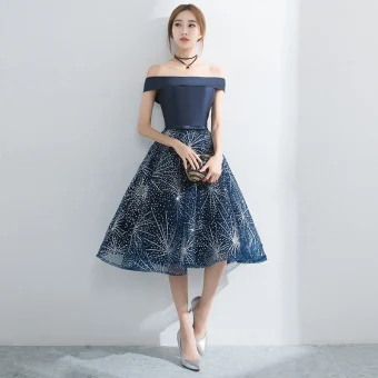 Eleganckie Granatowe Homecoming Sukienki Na Studniówke 2017 Kaskadowe Falbany Princessa Długość Do Kolan Przy Ramieniu Kótkie Rękawy Bez Pleców Kokarda Szarfa Rhinestone Sukienki Wizytowe