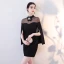 Simple Noire Transparentes Robe De Soirée 2018 Col Haut Unique Manches Longues Courte Robe De Ceremonie