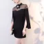 Simple Noire Transparentes Robe De Soirée 2018 Col Haut Unique Manches Longues Courte Robe De Ceremonie