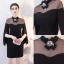 Simple Noire Transparentes Robe De Soirée 2018 Col Haut Unique Manches Longues Courte Robe De Ceremonie