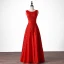 Chic / Beautiful Burgundy Evening Dresses  2018 A-Line / Princess Scoop Neck Sleeveless Appliques Lace Crystal Sash Floor-Length / Long Ruffle Backless Formal Dresses