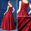 Chic / Beautiful Burgundy Evening Dresses  2018 A-Line / Princess Scoop Neck Sleeveless Appliques Lace Crystal Sash Floor-Length / Long Ruffle Backless Formal Dresses