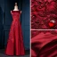 Chic / Beautiful Burgundy Evening Dresses  2018 A-Line / Princess Scoop Neck Sleeveless Appliques Lace Crystal Sash Floor-Length / Long Ruffle Backless Formal Dresses