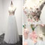 Chic / Beautiful Sky Blue Evening Dresses  2017 A-Line / Princess Floor-Length / Long Cascading Ruffles V-Neck Sleeveless Backless Appliques Flower Beading Crystal Bow Sash Formal Dresses