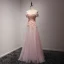 Chic / Beautiful Pearl Pink Evening Dresses  2017 A-Line / Princess Floor-Length / Long Cascading Ruffles Off-The-Shoulder Short Sleeve Backless Appliques Flower Beading Formal Dresses
