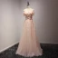 Chic / Beautiful Champagne Evening Dresses  2017 A-Line / Princess Floor-Length / Long Cascading Ruffles Off-The-Shoulder Short Sleeve Backless Appliques Flower Beading Crystal Formal Dresses