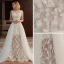 Schlicht Ivory / Creme Strand Brautkleider 2018 A Linie V-Ausschnitt Ärmellos Rückenfreies Applikationen Blumen Perle Pailletten Rüschen Sweep / Pinsel Zug