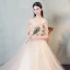 Modern / Fashion Pearl Pink See-through Evening Dresses  2018 A-Line / Princess Scoop Neck 3/4 Sleeve Butterfly Appliques Lace Floor-Length / Long Ruffle Formal Dresses