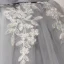 Modern / Fashion Grey Party Dresses 2017 Cascading Ruffles Short A-Line / Princess Off-The-Shoulder 1/2 Sleeves Backless Lace Appliques Beading Sequins Bow Sash Formal Dresses