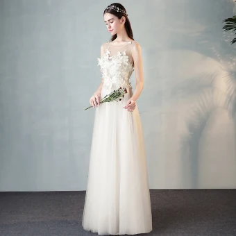 Modern Fashion Ivory See Through Evening Dresses 2018 A Line Princess Scoop Neck 3 4 Sleeve Butterfly Appliques Lace Floor Length Long Ruffle Formal Dresses