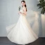 Moderne / Mode Ivoire Transparentes Robe De Soirée 2018 Princesse Encolure Dégagée 3/4 Manches Papillon Appliques En Dentelle Longue Volants Robe De Ceremonie