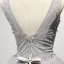 Chic / Belle Gris Robe De Fete 2017 Volants en Cascade Courte Robe Boule épaules V-Cou Sans Manches Dos Nu Perlage Paillettes Faux Diamant Appliques Fleur Robe De Ceremonie
