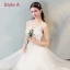 Moderne / Mode Ivoire Transparentes Robe De Soirée 2018 Princesse Encolure Dégagée 3/4 Manches Papillon Appliques En Dentelle Longue Volants Robe De Ceremonie