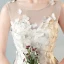 Moderne / Mode Ivoire Transparentes Robe De Soirée 2018 Princesse Encolure Dégagée 3/4 Manches Papillon Appliques En Dentelle Longue Volants Robe De Ceremonie