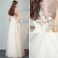 Moderne / Mode Ivoire Transparentes Robe De Soirée 2018 Princesse Encolure Dégagée 3/4 Manches Papillon Appliques En Dentelle Longue Volants Robe De Ceremonie