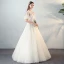 Modern / Fashion Ivory See-through Wedding Dresses 2018 A-Line / Princess V-Neck Short Sleeve Backless Beading Appliques Flower Bow Sash Ruffle Floor-Length / Long