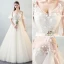 Modern / Fashion Ivory See-through Wedding Dresses 2018 A-Line / Princess V-Neck Short Sleeve Backless Beading Appliques Flower Bow Sash Ruffle Floor-Length / Long