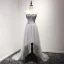 Fine Grå Cocktailkjoler 2017 Prinsesse Asymmetrisk Gripende Ruffles Kjæreste Uten Ermer Ryggløse Beading Krystall Paljetter Glitter Formelle Kjoler
