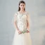 Piękne Kość Słoniowa Plaża Przebili Suknie Ślubne 2018 Princessa Wycięciem 1/2 Rękawy Bez Pleców Motyl Aplikacje Z Koronki Długie Wzburzyć