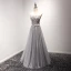 Fine Grå Selskapskjoler 2017 Prinsesse Lange Gripende Ruffles Kjæreste Uten Ermer Ryggløse Krystall Beading Perle Rhinestone Appliques Blomst Formelle Kjoler