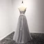 Fine Grå Selskapskjoler 2017 Prinsesse Lange Gripende Ruffles Kjæreste Uten Ermer Ryggløse Krystall Beading Perle Rhinestone Appliques Blomst Formelle Kjoler
