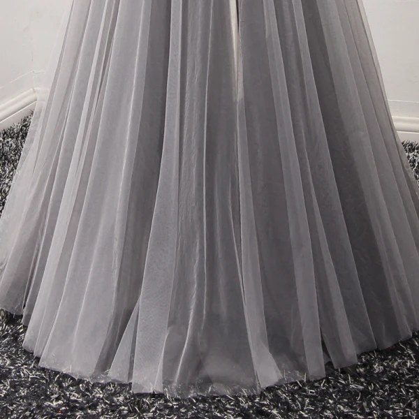 Fine Grå Selskapskjoler 2017 Prinsesse Lange Gripende Ruffles Kjæreste Uten Ermer Ryggløse Krystall Beading Perle Rhinestone Appliques Blomst Formelle Kjoler