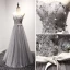 Fine Grå Selskapskjoler 2017 Prinsesse Lange Gripende Ruffles Kjæreste Uten Ermer Ryggløse Krystall Beading Perle Rhinestone Appliques Blomst Formelle Kjoler