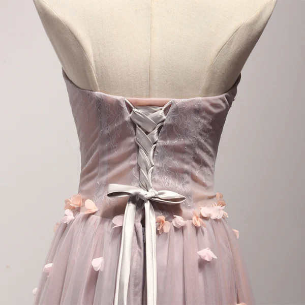Fine Perle Rosa Selskapskjoler 2017 Prinsesse Lange Gripende Ruffles Kjæreste Uten Ermer Ryggløse Perle Beading Appliques Blomst Formelle Kjoler