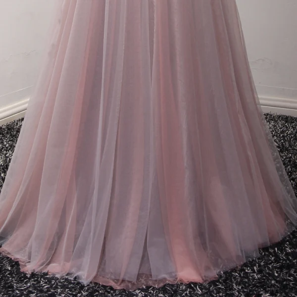Fine Perle Rosa Selskapskjoler 2017 Prinsesse Lange Gripende Ruffles Kjæreste Uten Ermer Ryggløse Perle Beading Appliques Blomst Formelle Kjoler