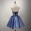 Modern / Fashion Navy Blue Cocktail Dresses 2017 Cascading Ruffles Short Ball Gown Strapless Sleeveless Backless Beading Sequins Rhinestone Appliques Flower Formal Dresses